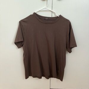 nuuds mocha brown women’s original cotton short everyday tee